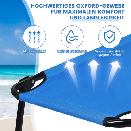 Portable Folding Camping Bed 190cm Long Fabric Sleeping Bed Blue