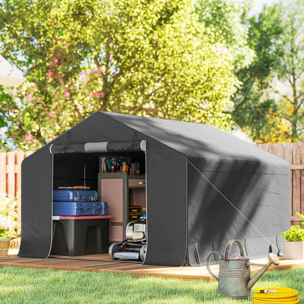 Portable Garden Shed, Bike Tent, Dark Grey, Metal Frame