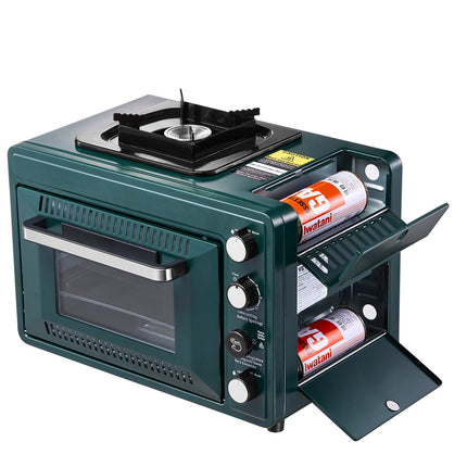 Portable Gas Camping Stove Oven Combo, 25L, Timer, Windproof