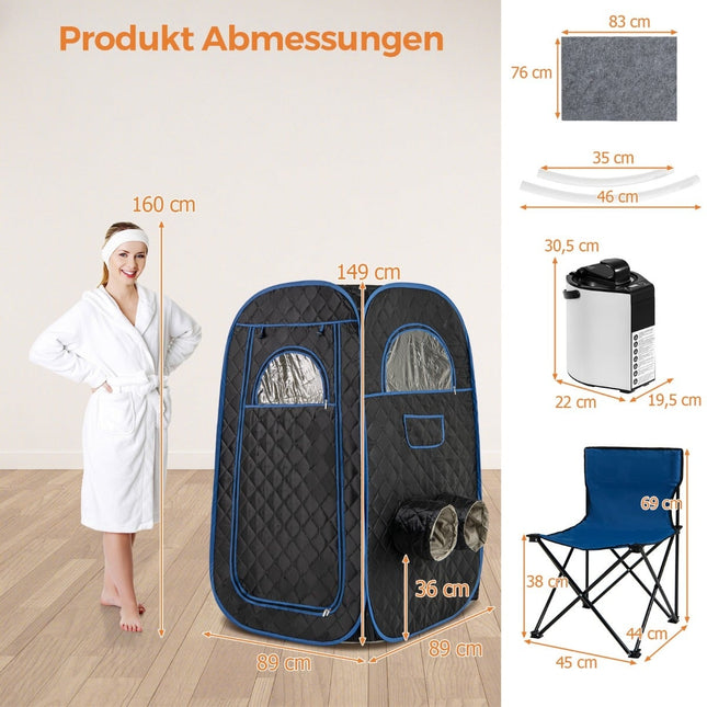 Portable Home Sauna with 3L Steam Generator, Black