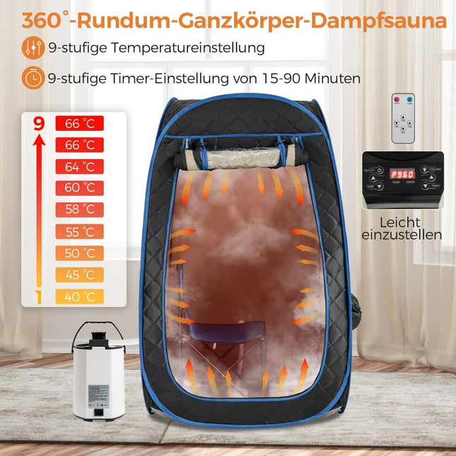 Portable Home Sauna with 3L Steam Generator, Black