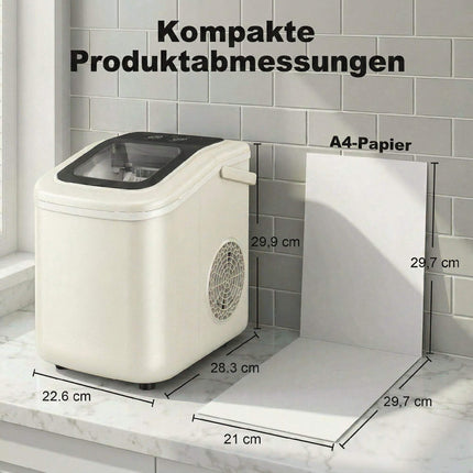Portable Ice Maker with Self-Cleaning, 12kg/24h, Beige