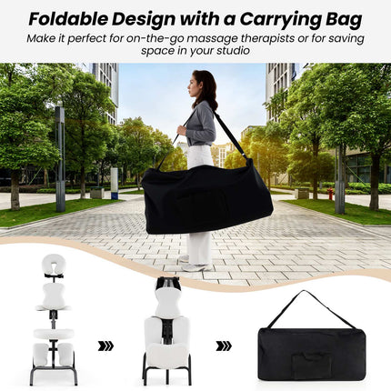 Portable Massage Chair, PU Leather, 2-Inch Foam, Carry Bag