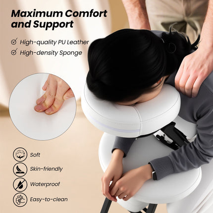 Portable Massage Chair, PU Leather, 2-Inch Foam, Carry Bag