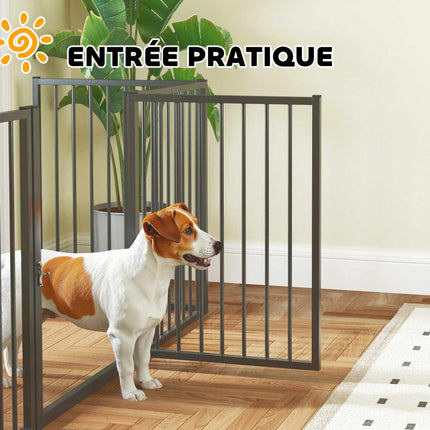 Portable Pet Playpen, 5 Panels, Black Steel Fence