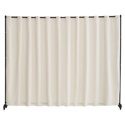 Portable Room Divider With Wheels, Beige Privacy Screen