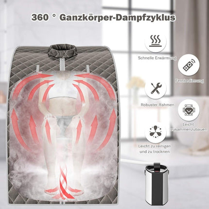 Portable Steam Sauna, 3L 1000W, 9 Temp Settings, Gray