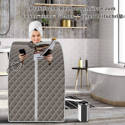 Portable Steam Sauna, 3L 1000W, 9 Temp Settings, Gray