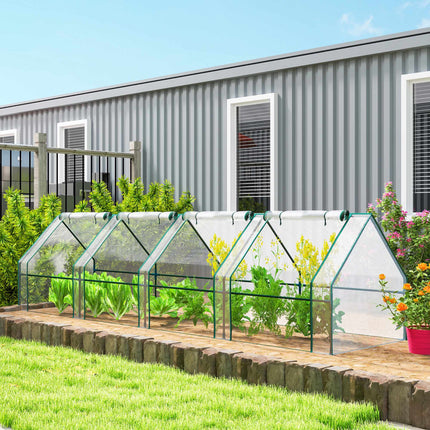 Portable Steel Greenhouse with Zipper Doors, 360x90x90 cm