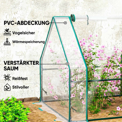 Portable Steel Greenhouse with Zipper Doors, 360x90x90 cm