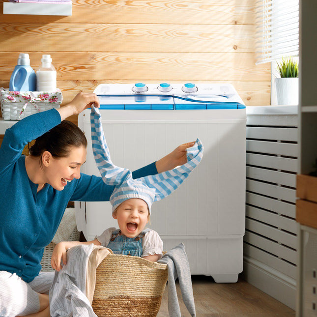 Portable Twin Tub Washing Machine 8.5kg, Spin Dryer