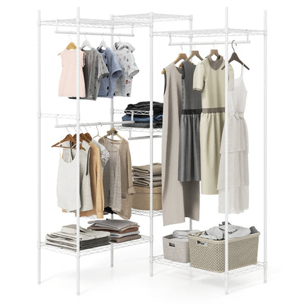 Portable Wardrobe Organizer, L-Shape & Horizontal, White