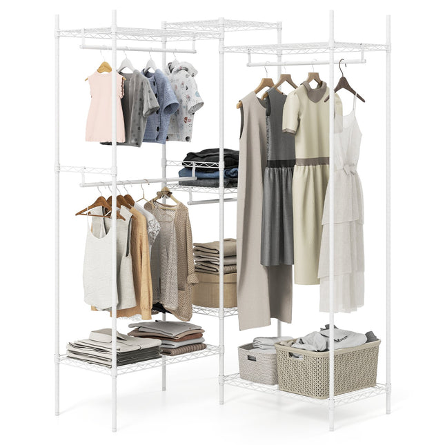 Portable Wardrobe Organizer, L-Shape & Horizontal, White