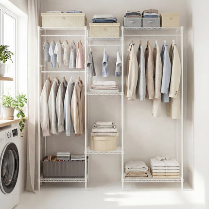 Portable Wardrobe Organizer, L-Shape & Horizontal, White