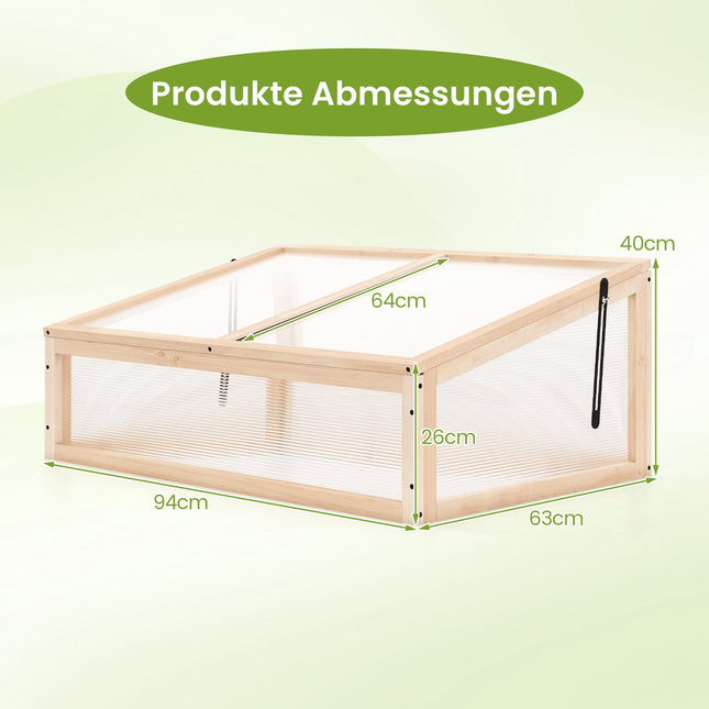 Draagbare houten kas met verstelbaar dak, 94x63x40 cm