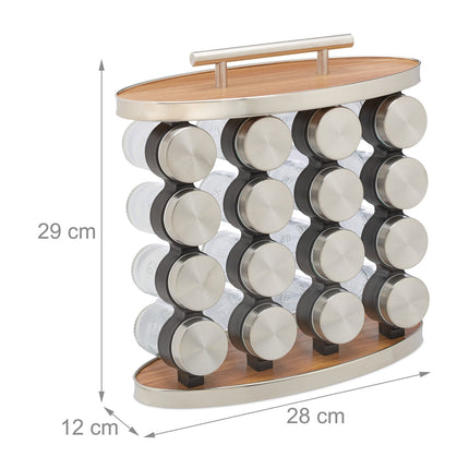 Portable spice rack with 16 jars