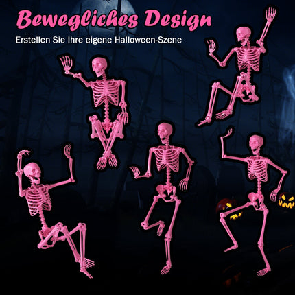 Posable Pink Skeleton Halloween Decoration, 160 cm
