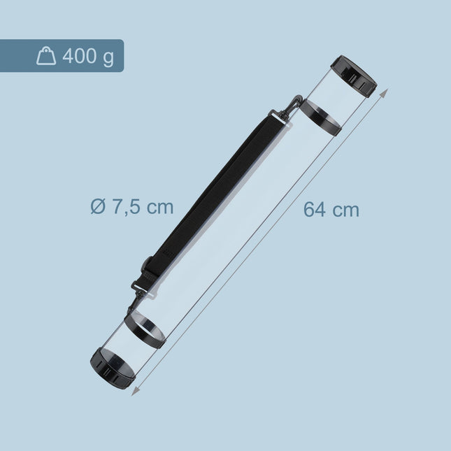 Poster Tube for Safe Transport, Transparent, Adjustable Strap