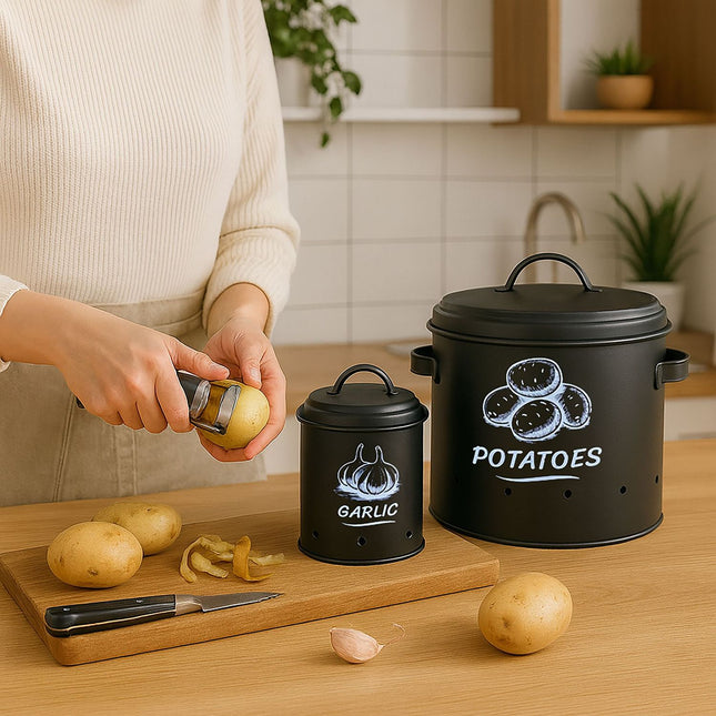 Potato, Onion, Garlic Storage Boxes – Set of 3