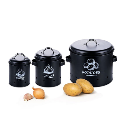 Potato, Onion, Garlic Storage Boxes – Set of 3