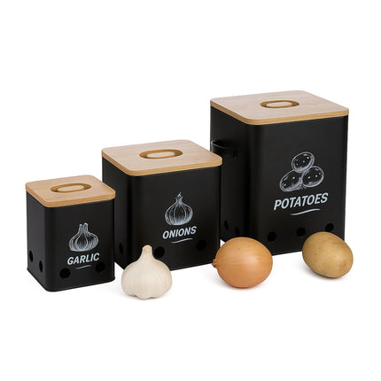 Potato Storage Boxes Set Of 3 – Ventilated, Light-Blocking