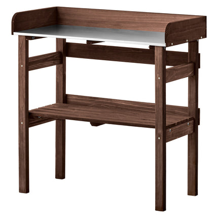 Potting Bench, Galvanized Top, Shelf, Hooks, 78x38x82 cm