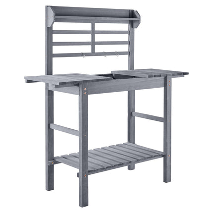 Potting Bench With Sink, Adjustable Fir Wood, Shelves