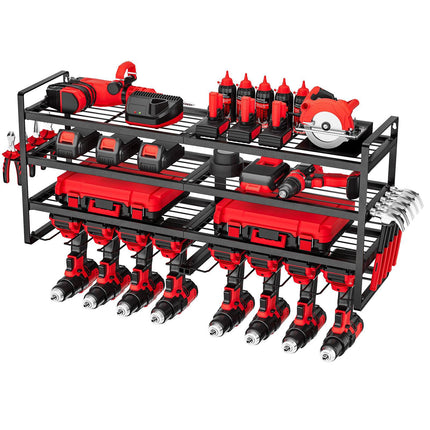 Power Tool Organizer Wall Mount – 4-Tier, 8 Drill Slots