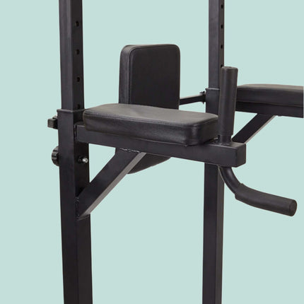 Power Tower for Home Gym, Adjustable Height, Black Steel