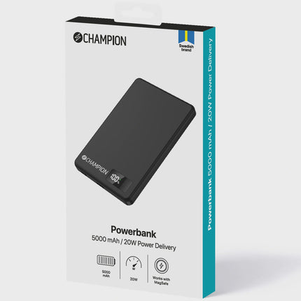Powerbank 5000mAh, MagSafe Compatible, 20W PD, Black