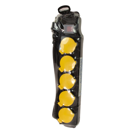 Power outlet 5-way Outdoor use with switch IP44