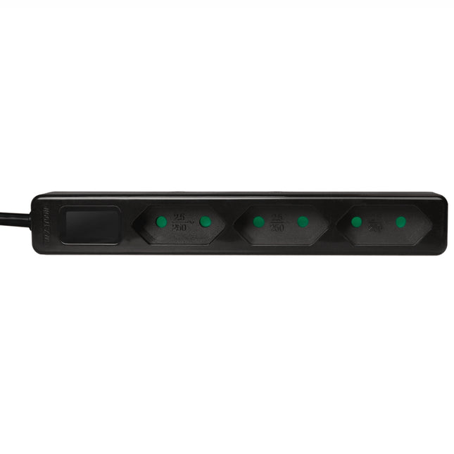 Power outlet Slim Euro 3-way 1.5m Black