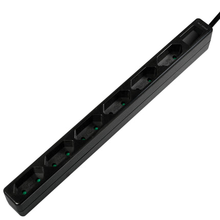 Power outlet Slim Euro 6-way 1.5m Black