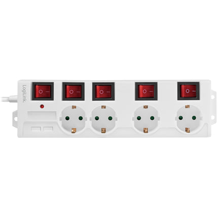 Power outlet with separate switches 4-way White