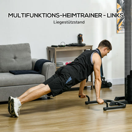 Multifunctional home gym station with weights, black