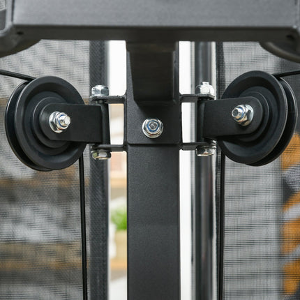 Multifunctional home gym station with weights, black