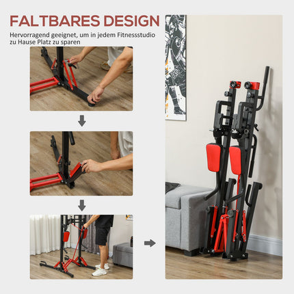 Adjustable collapsible Power Tower 127-223 cm for Home Gym