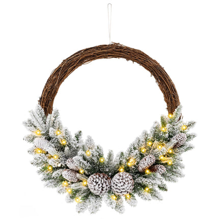 Pre-Lit 24-Inch Christmas Wreath, 35 LED, Timer