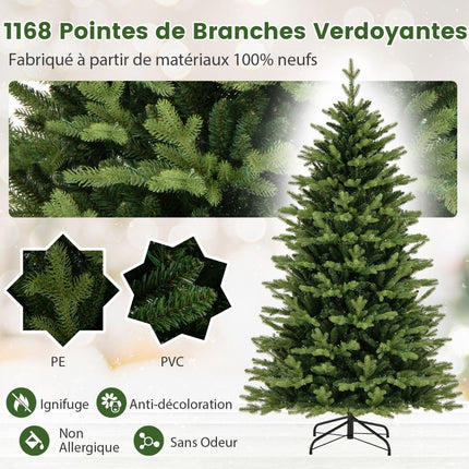 Pre-Lit Artificial Christmas Tree 180cm, 250 LED, 11 Modes