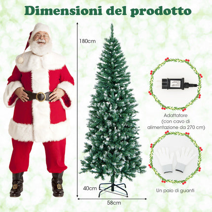 Pre-Lit Artificial Christmas Tree 180cm, Slim, 250 LEDs