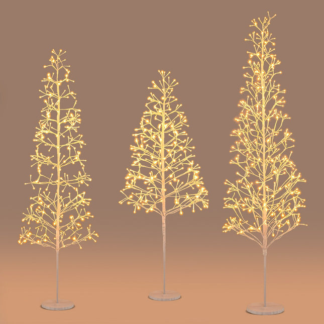 Pre-Lit Birch Tree 1.5m, 240 Warm White LEDs, Weighted Base