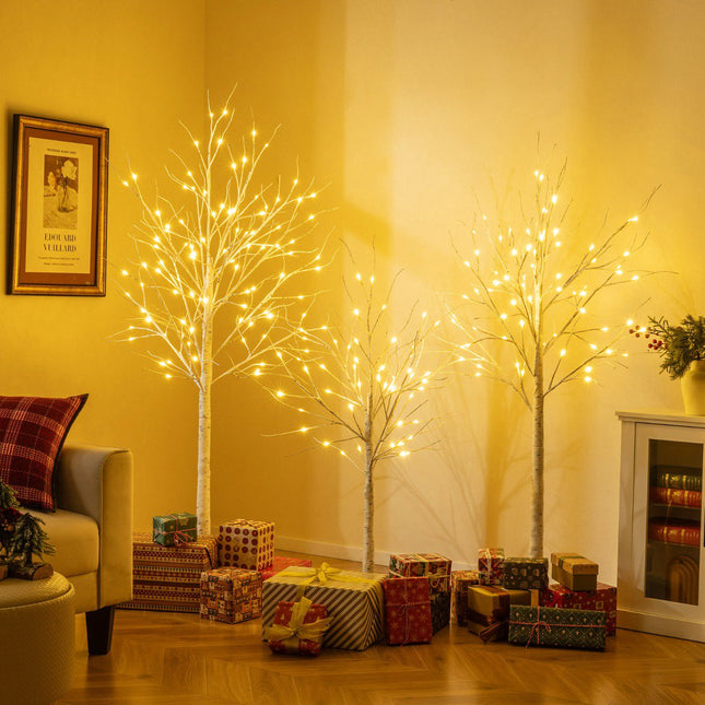 Pre-Lit Birch Tree Set, 3 Pack 120–180 cm, Warm LEDs