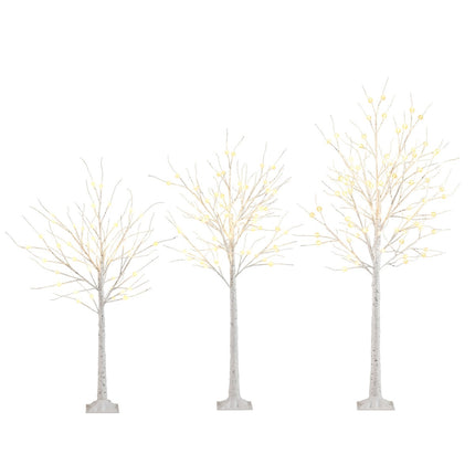 Pre-Lit Birch Tree Set, 3 Pack 120–180 cm, Warm LEDs