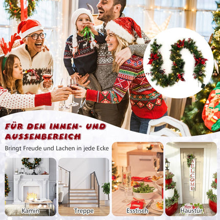 Pre-Lit Christmas Garland 270 cm, 50 Warm-White LEDs, Timer