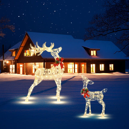 Pre-Lit Christmas Reindeer, 50 LED, Outdoor Stakes