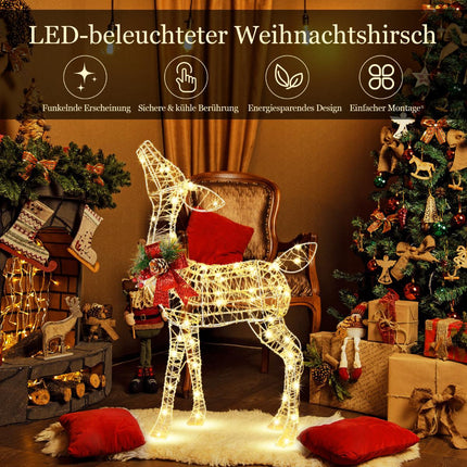 Pre-Lit Christmas Reindeer, 50 LED, Outdoor Stakes