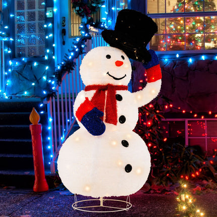 Pre-Lit Christmas Snowman 130cm, 120 Warm LED, Timer