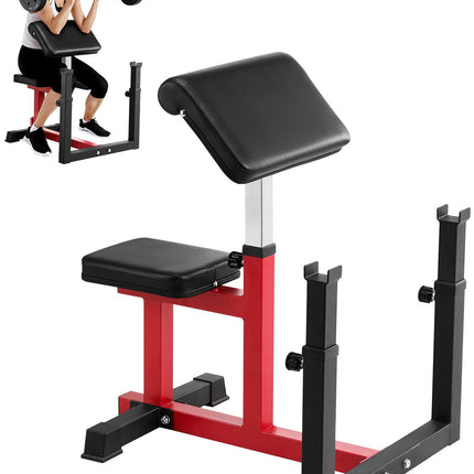 Preacher Curl Bench – Adjustable, 440 lb, Barbell Holder