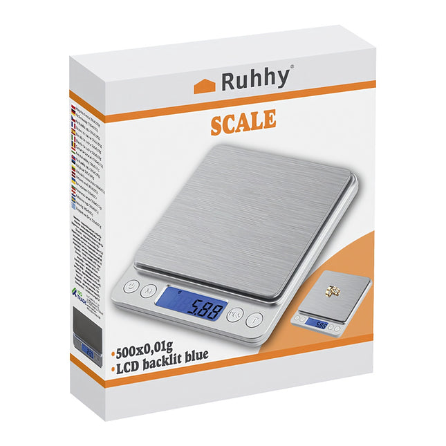 Precyzyjna waga kuchenna 500g, 0,01g, wyświetlacz LCD