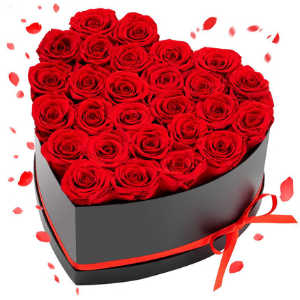 Preserved Roses, 27 Red Roses in Heart-Shaped Box
